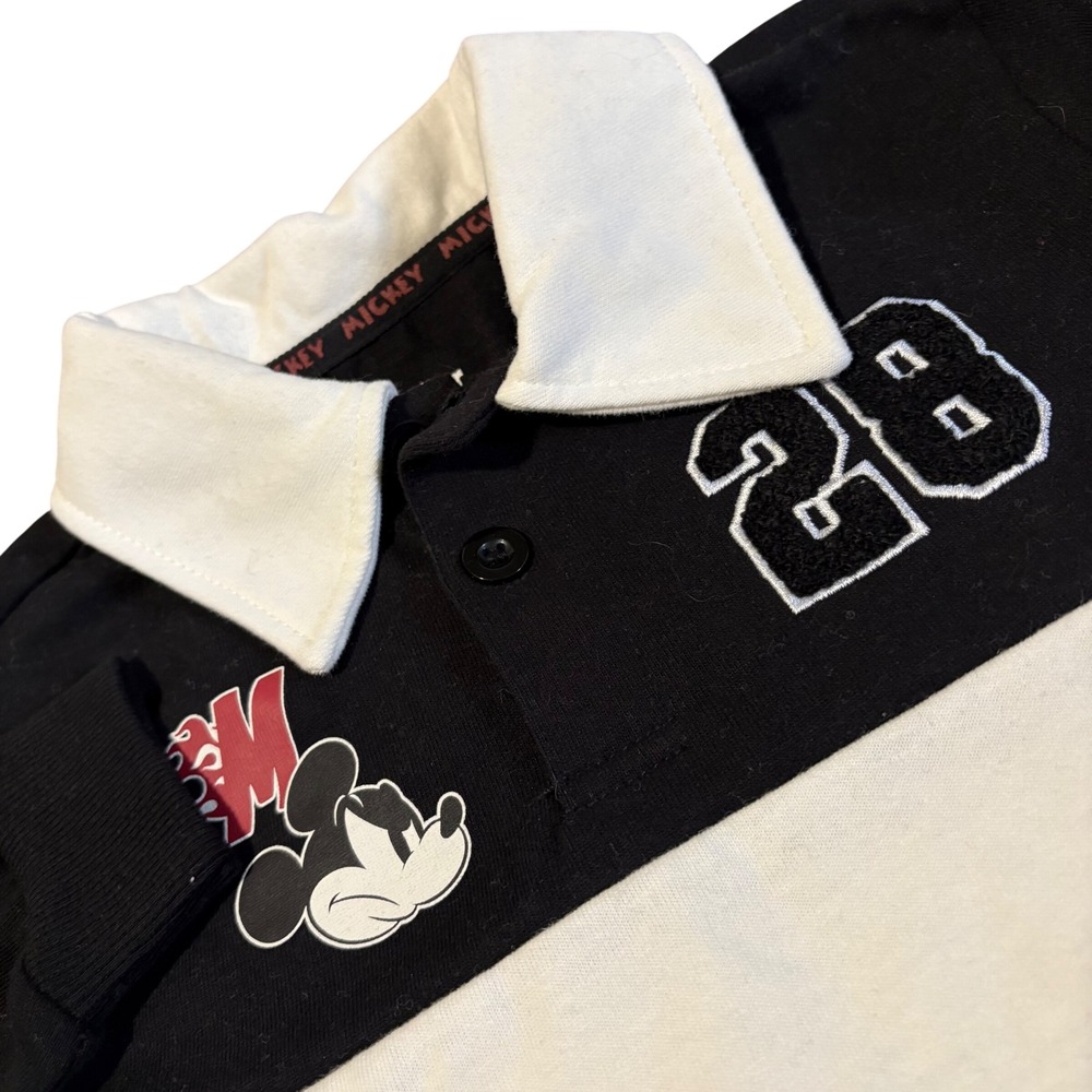 Disney Rugby Polo Toddler 3T Black White Mickey Mouse Funhouse Embroidered NEW